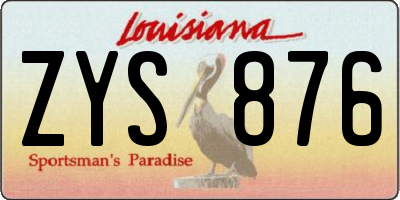 LA license plate ZYS876