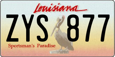 LA license plate ZYS877