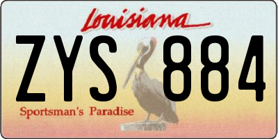 LA license plate ZYS884