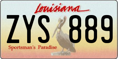 LA license plate ZYS889
