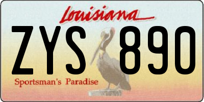 LA license plate ZYS890