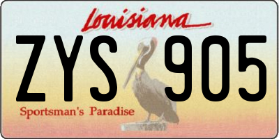 LA license plate ZYS905