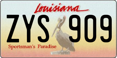 LA license plate ZYS909