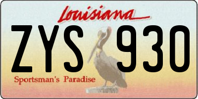 LA license plate ZYS930