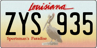 LA license plate ZYS935
