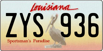 LA license plate ZYS936