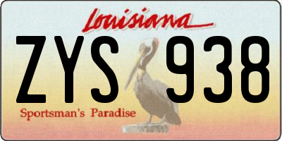 LA license plate ZYS938