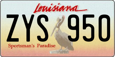 LA license plate ZYS950