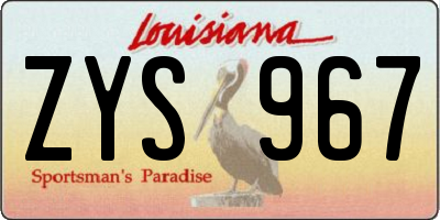 LA license plate ZYS967