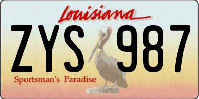 LA license plate ZYS987