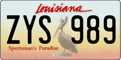 LA license plate ZYS989