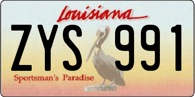 LA license plate ZYS991