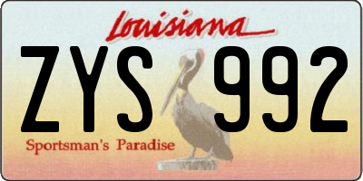LA license plate ZYS992