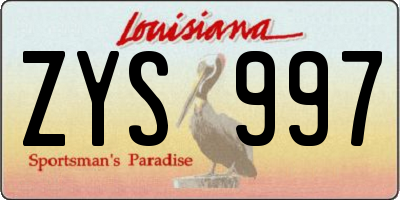 LA license plate ZYS997