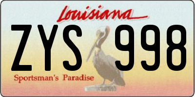 LA license plate ZYS998