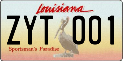 LA license plate ZYT001