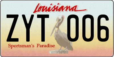 LA license plate ZYT006