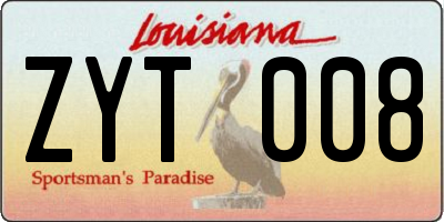 LA license plate ZYT008