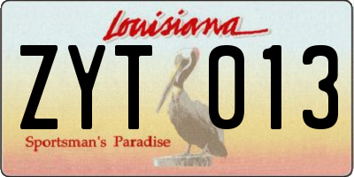 LA license plate ZYT013