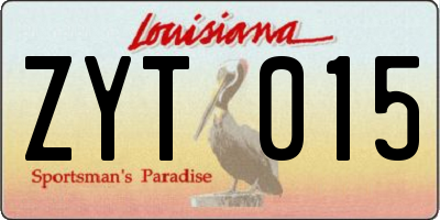 LA license plate ZYT015