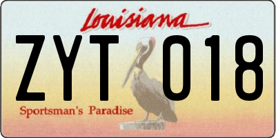 LA license plate ZYT018