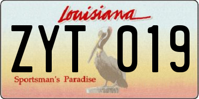 LA license plate ZYT019