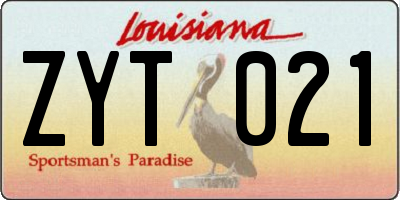LA license plate ZYT021