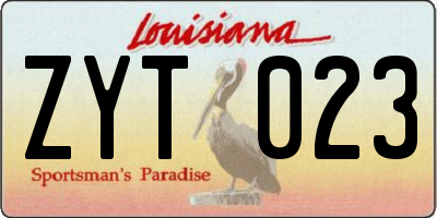 LA license plate ZYT023