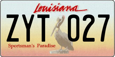 LA license plate ZYT027