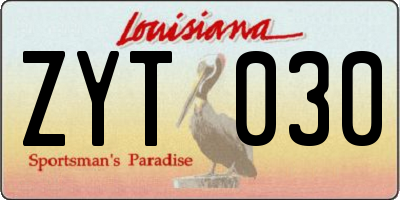 LA license plate ZYT030