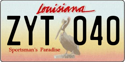 LA license plate ZYT040
