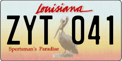 LA license plate ZYT041