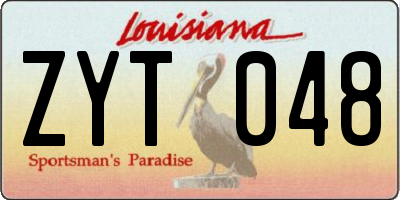 LA license plate ZYT048