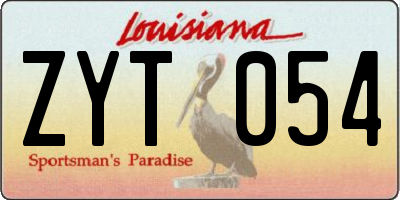 LA license plate ZYT054