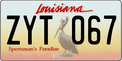 LA license plate ZYT067