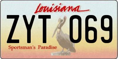 LA license plate ZYT069