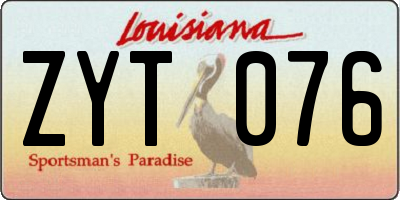 LA license plate ZYT076