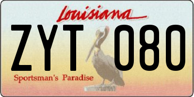 LA license plate ZYT080