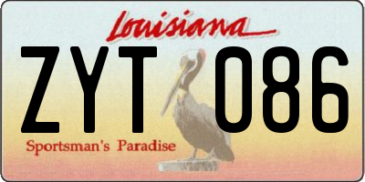 LA license plate ZYT086
