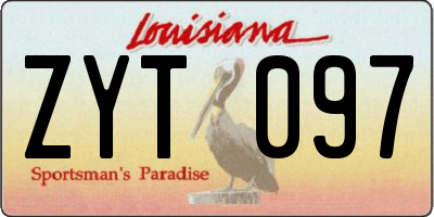 LA license plate ZYT097