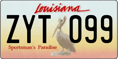 LA license plate ZYT099