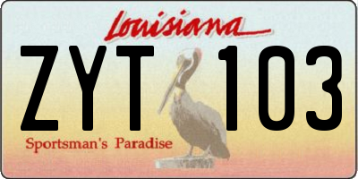 LA license plate ZYT103