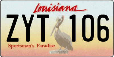 LA license plate ZYT106