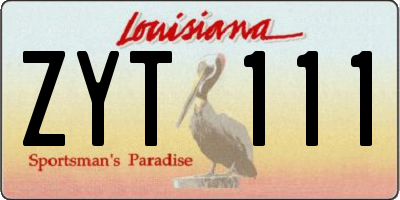 LA license plate ZYT111
