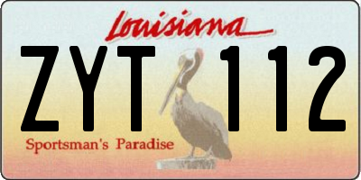 LA license plate ZYT112