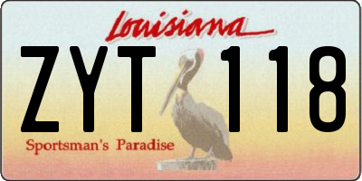 LA license plate ZYT118
