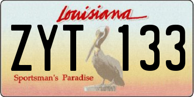 LA license plate ZYT133