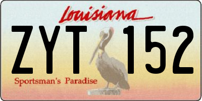 LA license plate ZYT152