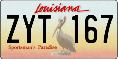 LA license plate ZYT167