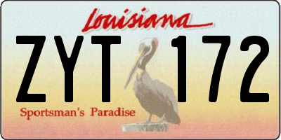 LA license plate ZYT172